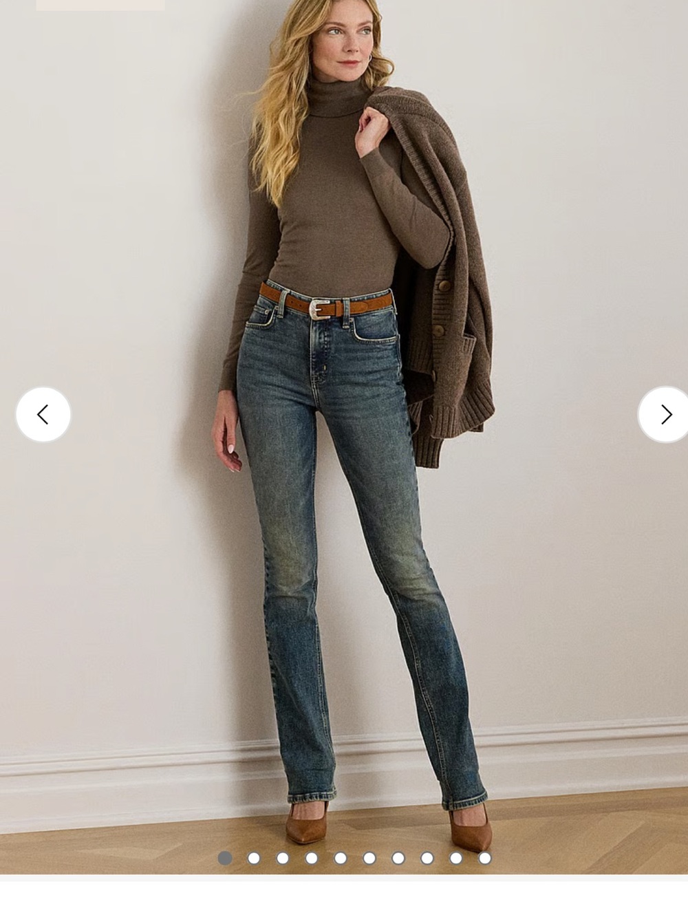 Lauren Ralph Lauren Taupe Brown Heath Silk Blend Turtleneck Sweater #QB